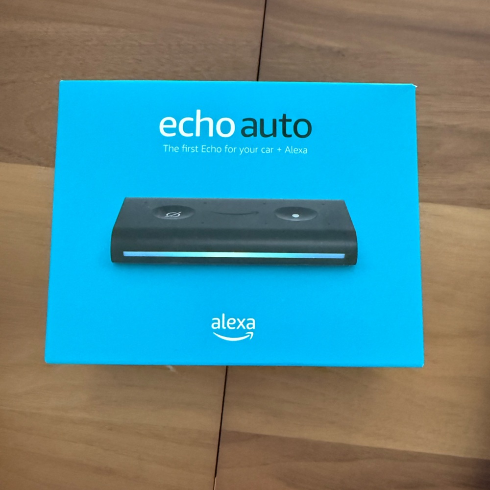 Amazon Echo Auto Voice Adapter with Bright Blue Packaging